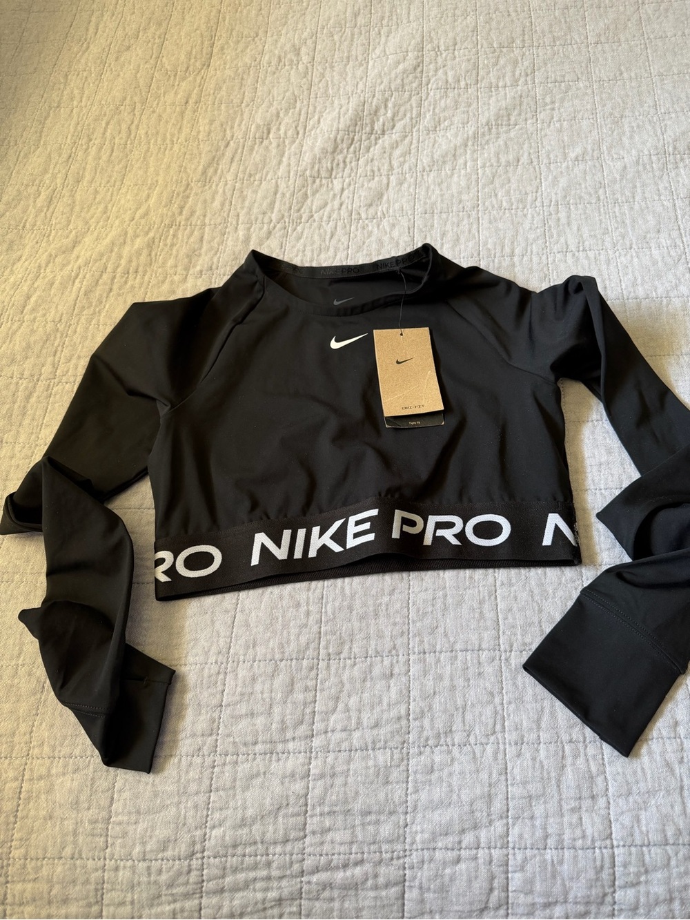 Nike Black Long-Sleeve Cropped Pro Training Top